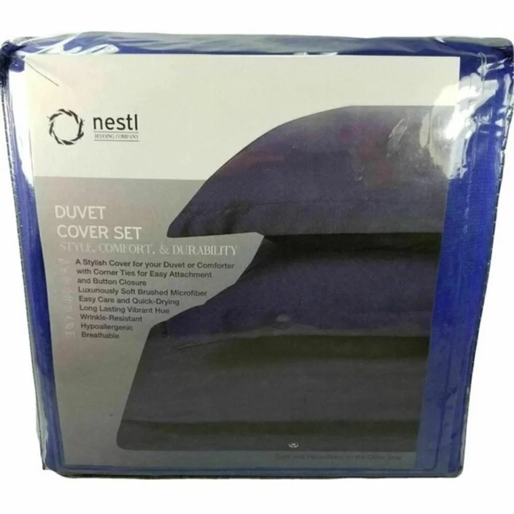 California King Bedding Duvet Cover 3 Piece Set‎ Navy Soft Microfiber New